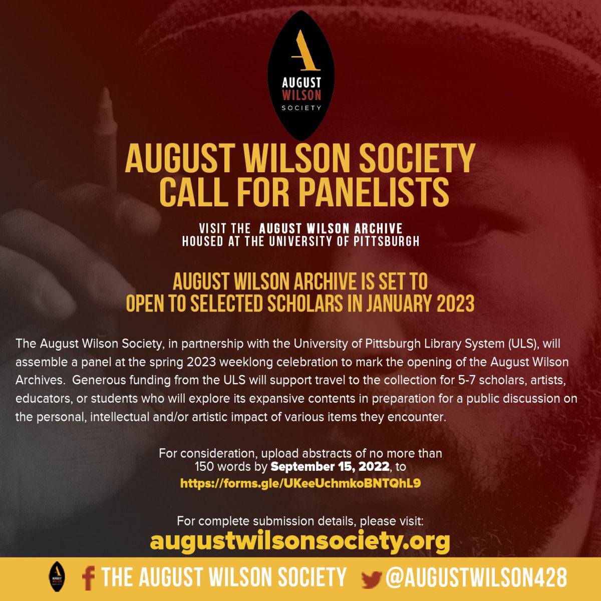 15/09/2022 – CFP: Excavating New Critical Landscapes: The August Wilson Archive, The Writer’s Landscape, and the August Wilson House Renovation Project
